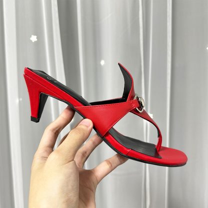 Gucci Spring and Summer Square Toe Flip Flops Classic Buckle Series - Image 7