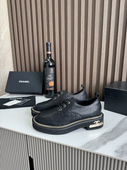 Chanel autumn and winter black fashionable simple leather loafers - Image 7