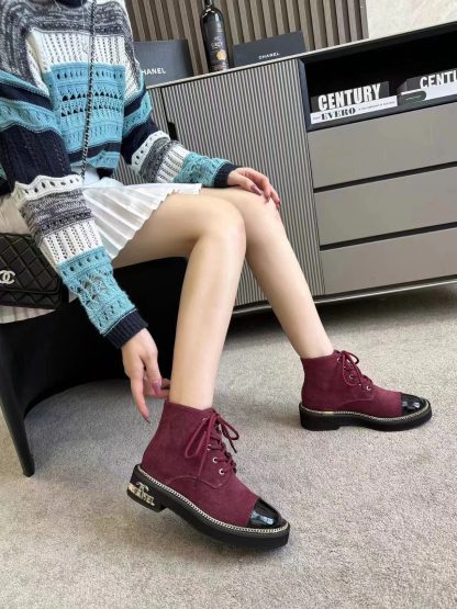 Chanel autumn and winter hit red fashionable simple leather boots - Image 7
