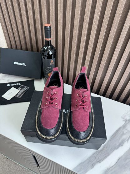 Chanel autumn and winter red fashionable simple leather loafers - Image 7