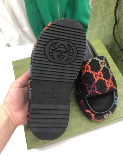 Gucci Multicolor Linen Women's Platform Slippers - Image 7
