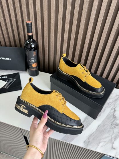 Chanel autumn and winter big yellow fashionable simple leather loafers - Image 7