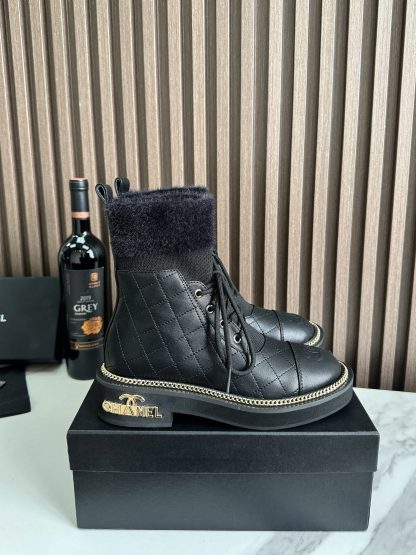 Chanel classic fashion black simple lace-up boots - Image 6