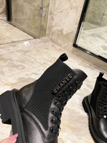 Chanel black matte autumn and winter new handsome fashion luxury letter knight Martin boots - Image 6