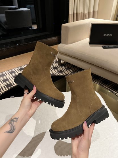 Chanel autumn and winter new green brown simple fashion boots - Image 7