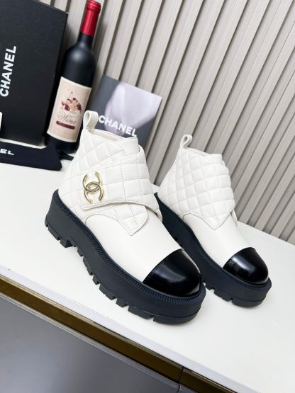 Chanel autumn and winter new beige electric show diamond style leather boots - Image 7