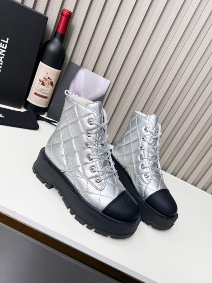 Chanel autumn and winter new silver electric show diamond style leather boots - Image 7