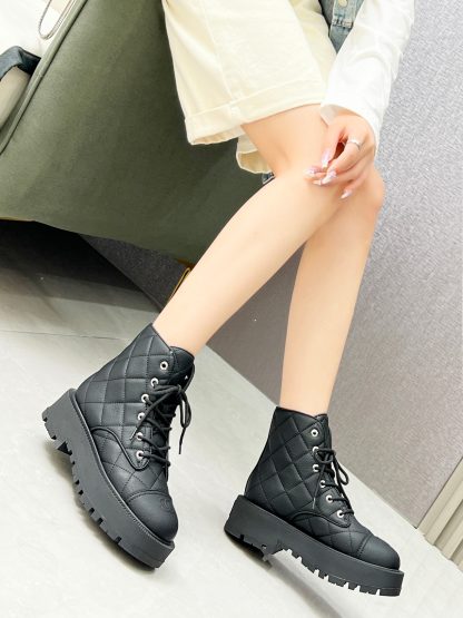 Chanel autumn and winter new black matte light show diamond style leather boots - Image 7