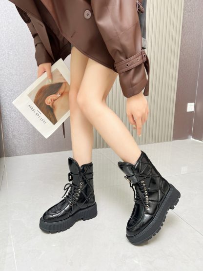 Chanel black autumn and winter new electric show diamond style bread boots - Image 7
