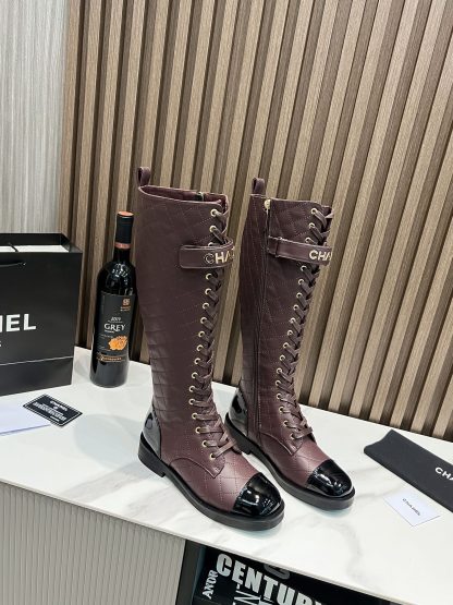 Chanel Purple Super Comfortable High Boots - Image 7