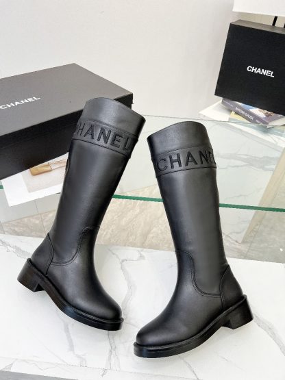 Chanel autumn and winter high-end custom black classic leather boots - Image 7