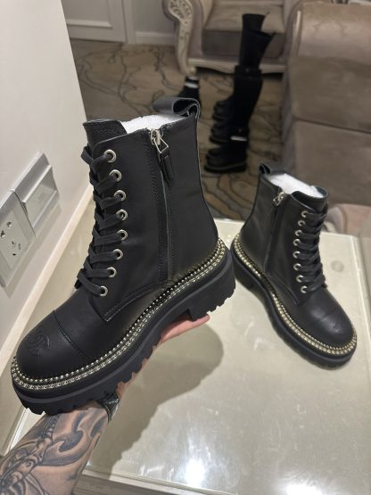 Chanel black matte autumn and winter high-end classic luxury leather ankle boots - Image 7