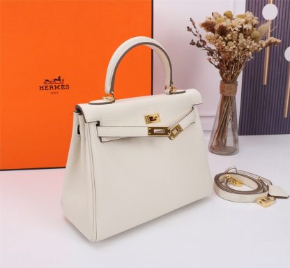 Hermes Milkshake White Kelly Handbag Size 28cm 25cm - Image 7