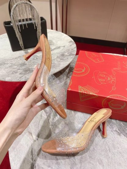 Christian Louboutin Film Diamond Peep-Toe High Heels - Image 7