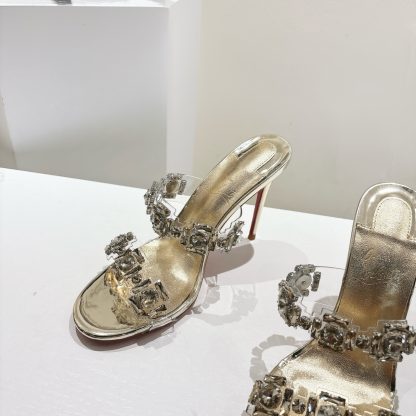 ChristianLouboutin JUST QUEEN crystal high-heeled slippers - Image 6