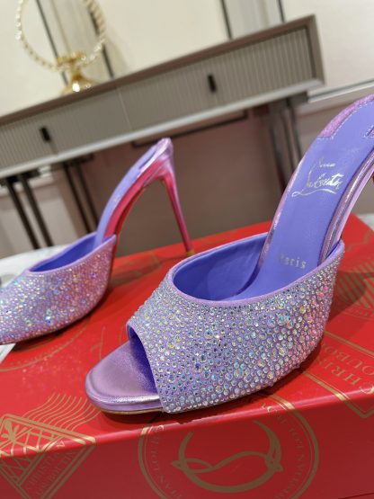 Christian Louboutin Vintage Peep-toe Crystal High Heels - Image 6