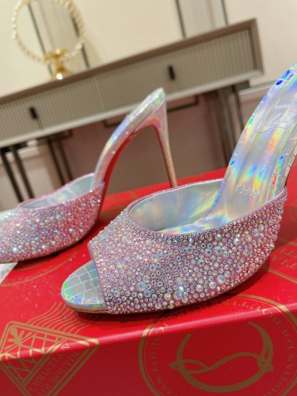 Christian Louboutin Vintage Peep-toe Crystal High Heels - Image 7