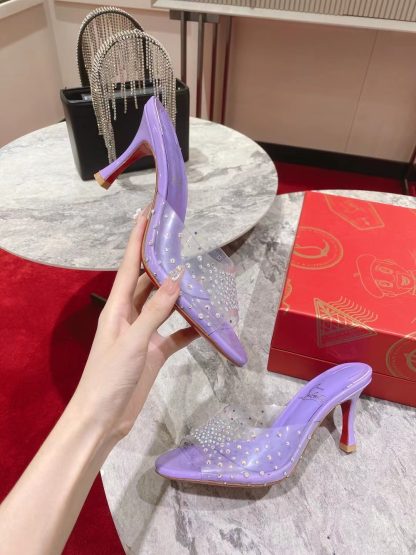 Christian Louboutin Film Diamond Peep-Toe High Heels - Image 7