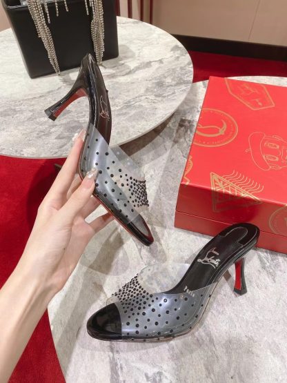 Christian Louboutin Film Diamond Peep-Toe High Heels - Image 7