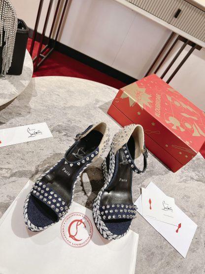 ChristianLouboutin metal studded wedge sandals - Image 7