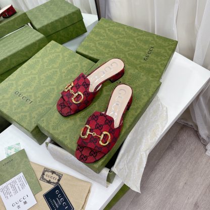 Gucci horsebit shallow design with square toe and three-dimensional square heel slippers - Image 5
