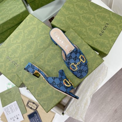 Gucci horsebit shallow design with square toe and three-dimensional square heel slippers - Image 8