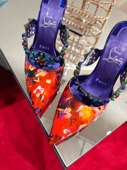ChristianLouboutin rhinestone spike exquisite sandals high heels - Image 7