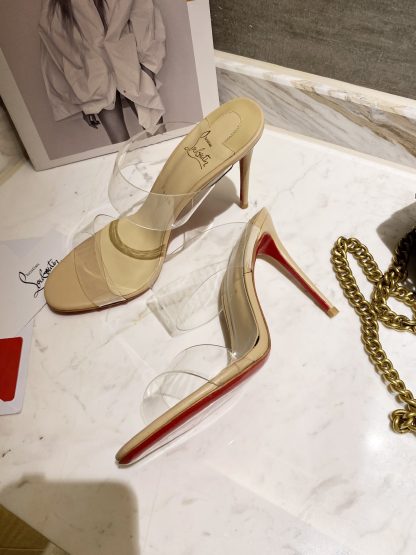 ChristianLouboutin transparent one-strap diamond sandals high heels - Image 6