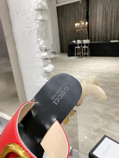Gucci Double G buckle ribbon square toe flat slides - Image 8