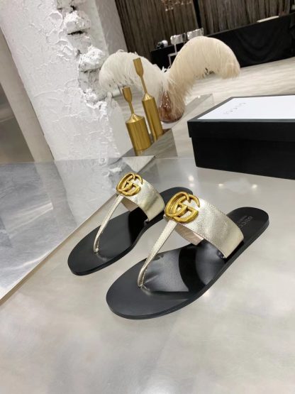 Gucci Double G buckle ribbon square toe flat slides - Image 8