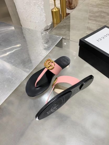 Gucci Double G buckle ribbon square toe flat slides - Image 8