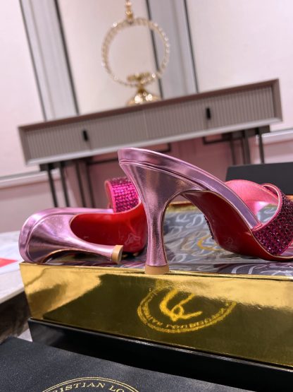 ChristianLouboutin elegant fish mouth diamond sandals high heels - Image 6