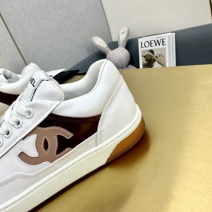 Chanel classic design white and brown mixed casual sneakers - Image 7
