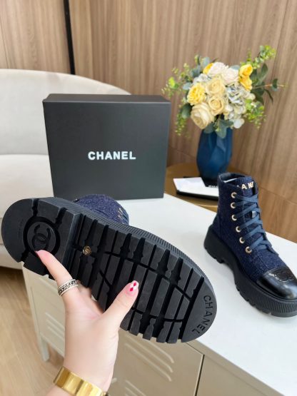 Chanel blue lace-up design non-slip wear-resistant boots - Image 5