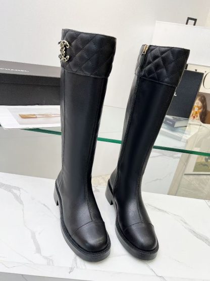 Chanel black autumn and winter high-end design classic comfortable leather boots - Image 7