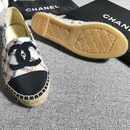 Chanel colorful checkered linen textured casual shoes - Image 6