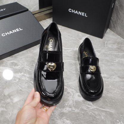 Chanel early spring new love buckle thick heel black loafers heel height 4.5cm - Image 7