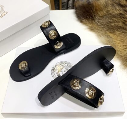 VERSACE SLIP-TOE SLIDE SANDALS - Image 7