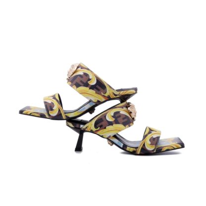 VERSACE Minimalist Comfortable Square Toe High Heels Sandals - Image 7