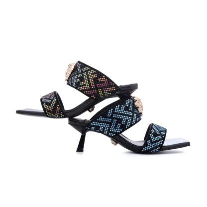 VERSACE Simple Comfortable Rhinestone High Heels Sandals - Image 7