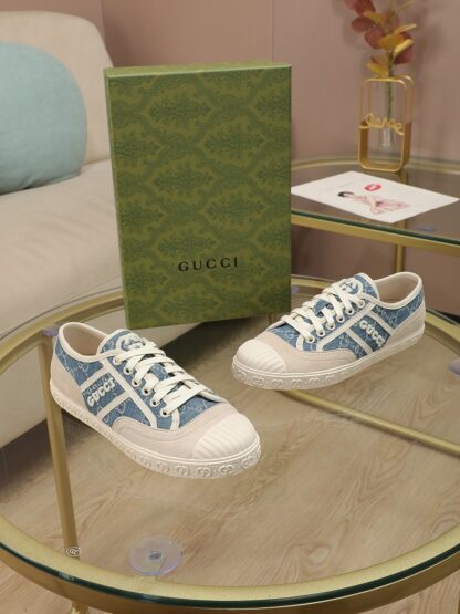 Gucci Double G embroidered low-top lace-up fashion sneakers - Image 8