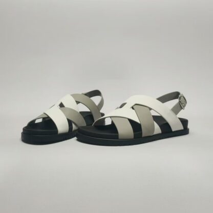 Hermès black, white and grey couple's braided sandals - Image 7