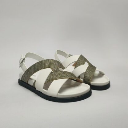 Hermès white and grey couple woven sandals - Image 7