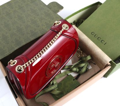 Gucci red patent leather temperament chain bag - Image 7