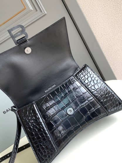 Balenciaga crocodile pattern black buckle medium hourglass bag - Image 7