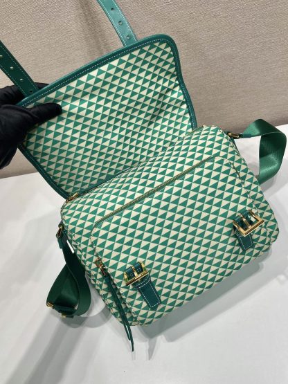 Prada Green Classic Print Messenger Bag - Image 7