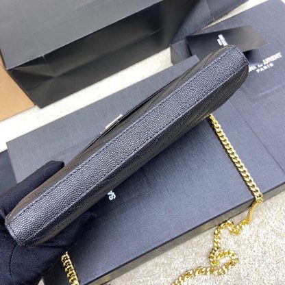 Ysl 𝑴𝒐𝒏𝒐𝒈𝒓𝒂𝒎 𝑾𝒐𝒄 black caviar pattern envelope bag - Image 7