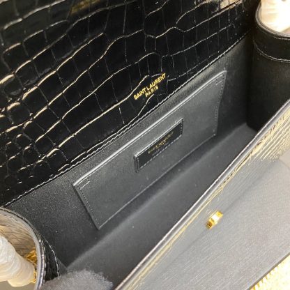 Ysl black gold buckle crocodile shoulder bag - Image 7