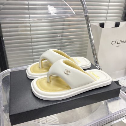 Chanel Summer Macaron White New Bread Cute Beach Flip Flops Bottom Thickness: 2cm - Image 3