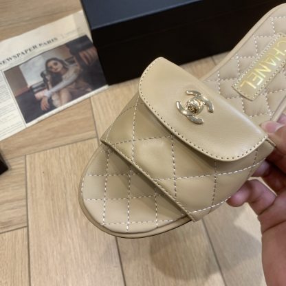 Chanel apricot all-match slimming slippers - Image 6